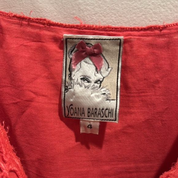 Anthropologie Yoana Baraschi Vibrant Red Embroidered Dress size 4 - Picture 2 of 7